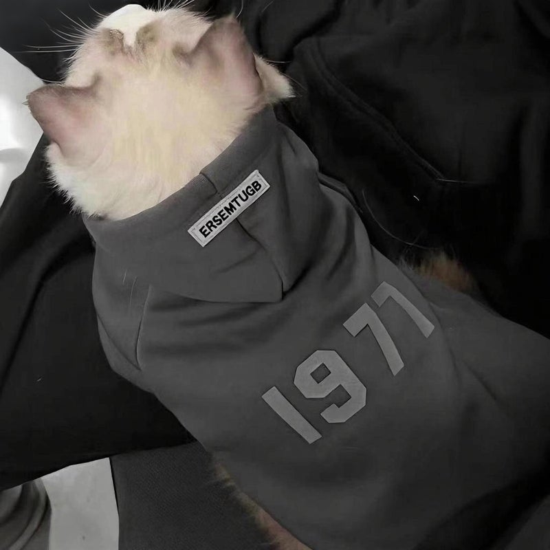 Cat Clothes Anti-Lint Warm Cute Puppet Cat Blue Cat Short Kitten Pet Hooded Fleece-Lined Sweatshirt Winter Clothes - Image 1